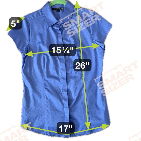 Antonio Melani Ellie Blouse Shirt Blue Button Front Cap Sleeve Cotton Small Posh - Picture 12 of 13